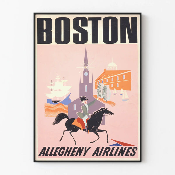Vintage Boston Allegheny Airlines Poster Decorative