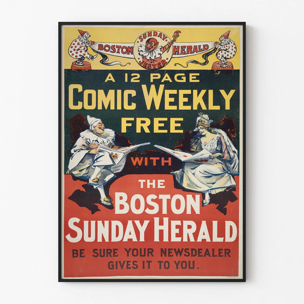 Vintage Boston Herald Sunday Jester Comic Weekly Poster