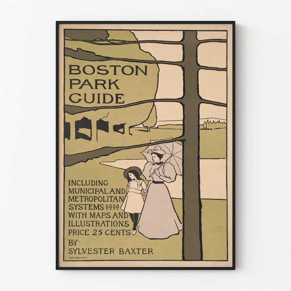 Vintage Boston Park Guide Poster – Elegant Wall Decoration