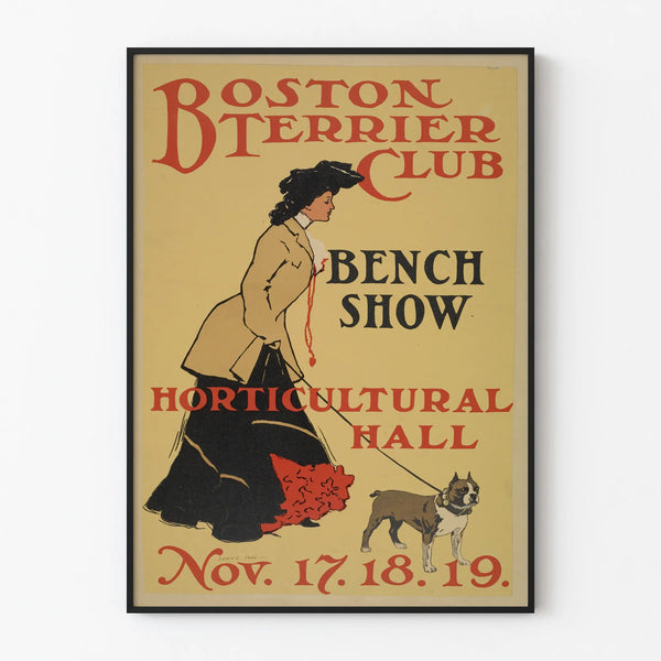 Vintage Boston Terrier Club Poster - Canine Event Wall Decoration