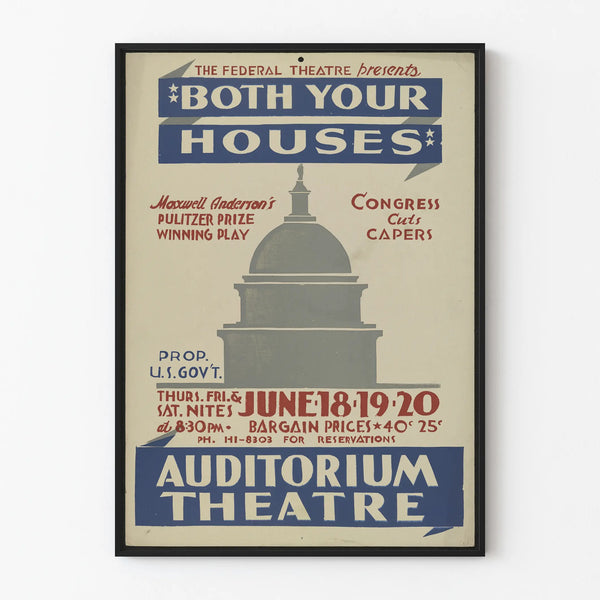 Vintage theater poster for Both Your Houses