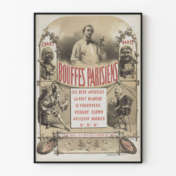 Vintage poster Bouffes Parisiens wall decoration