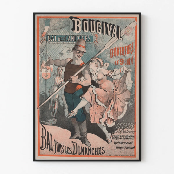 Vintage poster Bougival Boatmen's Ball - Retro wall decoration