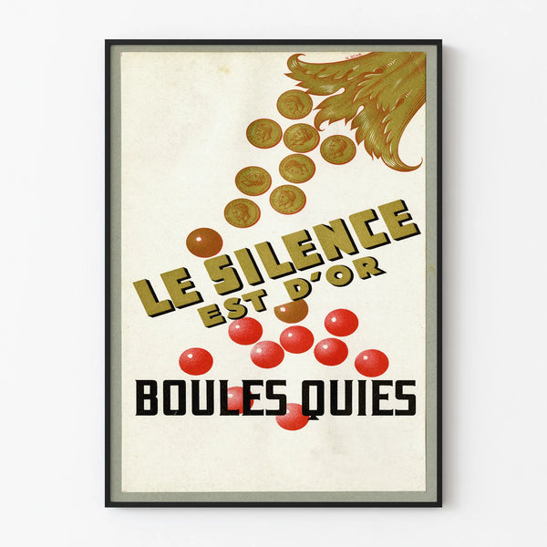 Vintage poster wall decoration The Silence is Golden Earplugs