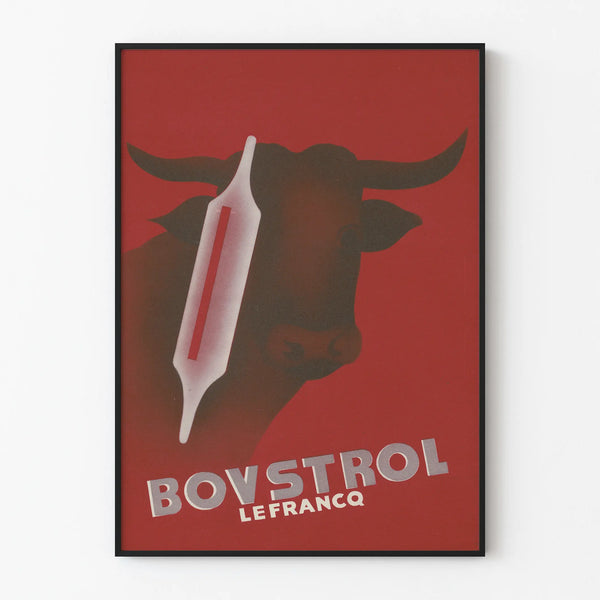 Vintage BOVSTROL Lefrancq Poster - Red decorative poster with retro aesthetic
