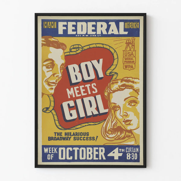 Vintage Poster Boy Meets Girl - Retro Cinema Wall Decoration