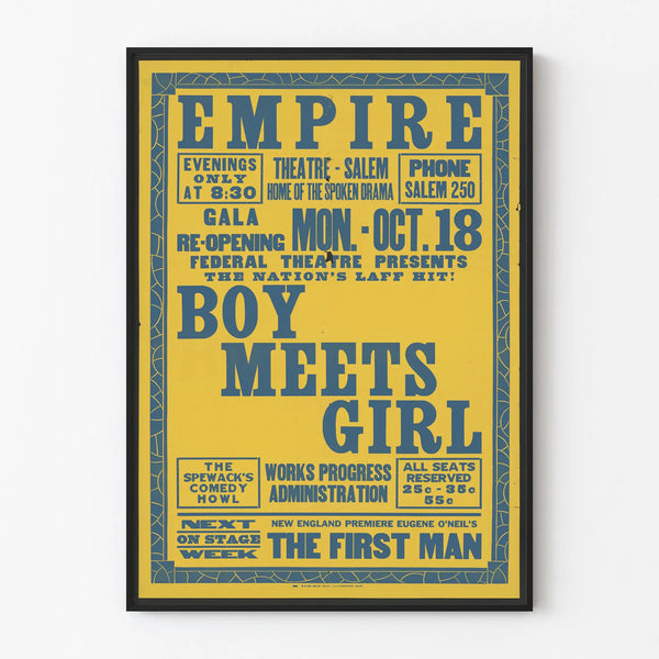 Vintage Theater Poster Boy Meets Girl - Retro Wall Decoration