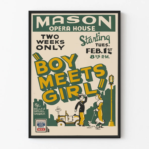 Vintage Poster Boy Meets Girl - Retro Wall Decoration