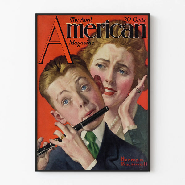 Vintage Norman Rockwell Poster of a Young Musician Playing the Flute