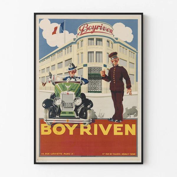 Vintage Boyriven Poster 1931 Car and Building Art Deco