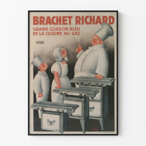 Vintage poster of Brachet Richard Grand Cordon Bleu gas stove for cooking