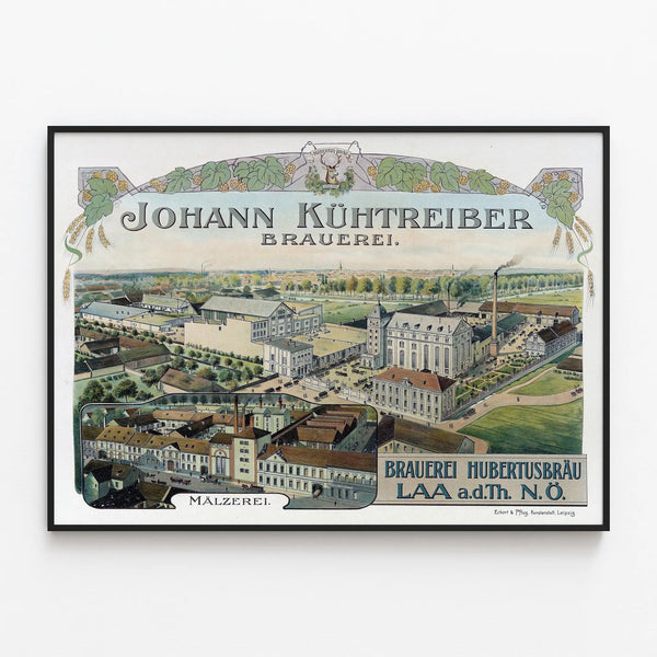 Vintage poster Brasserie Johann Kührtreiber - Industrial wall decoration — framed artwork on a wall