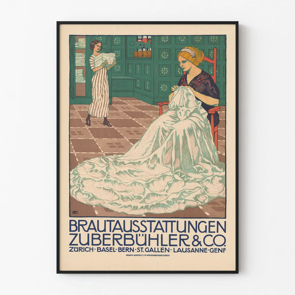 Vintage poster of Zuberbühler & Co. interior furnishings for wall decoration