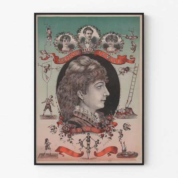Vintage poster of a Brazilian family by Mlle Ronzatti acrobats
