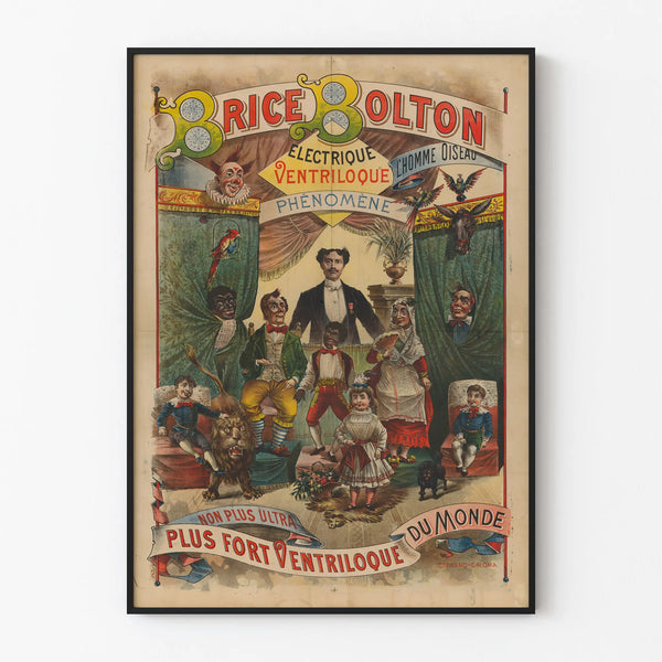Vintage poster of Brice Bolton, the electric ventriloquist