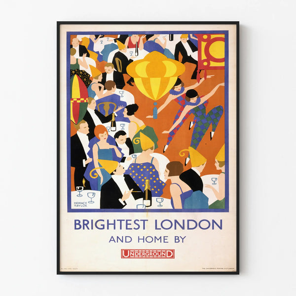 Vintage poster Brightest London Underground festive wall decoration