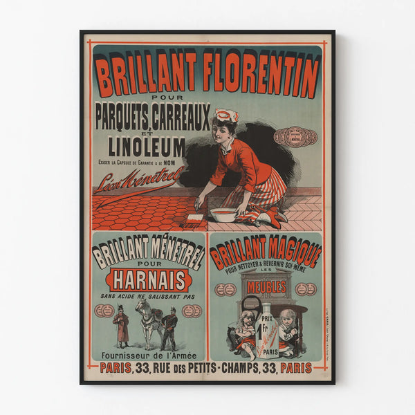 Brilliant Florentine Poster for parquet, tiles, and linoleum - Vintage decoration Léon Ménétrel
