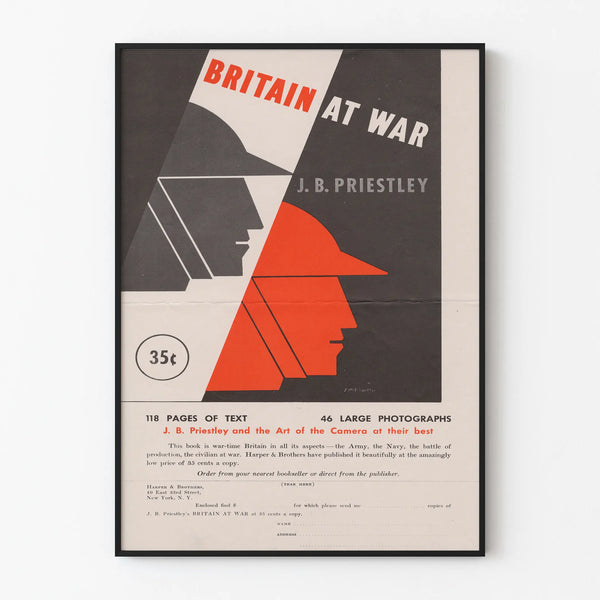 Vintage Britain At War poster by J. B. Priestley for wall decoration