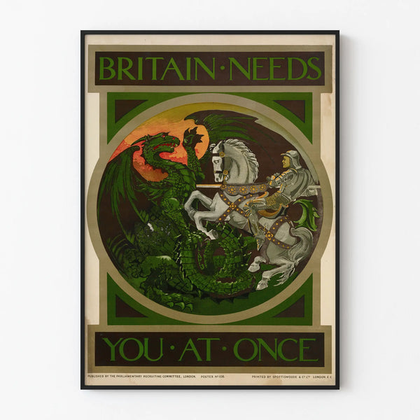 Vintage Poster Britain Needs You at Once – Historical Wall Decoration