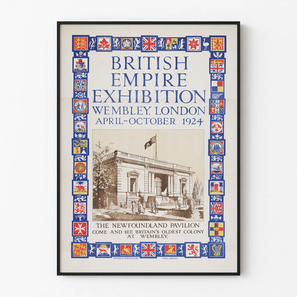 Vintage British Empire Exhibition 1924 Poster - Newfoundland Pavilion at Wembley