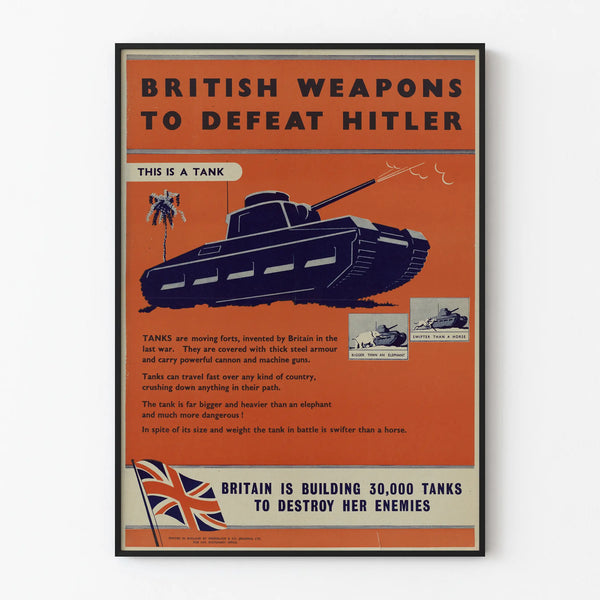 Vintage Military Poster of British Tanks for Wall Decoration