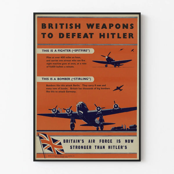 Vintage poster of the British Air Force Spitfire and Stirling