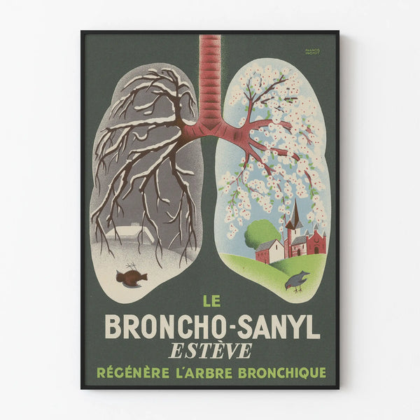 Vintage poster Le Broncho-Sanyl Estève - Vintage health wall decoration