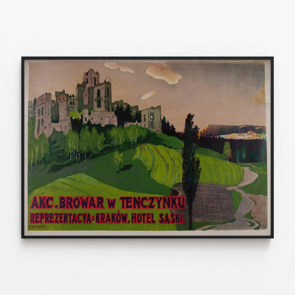 Vintage Poster of Tenczyn Brewery – Industrial Wall Decoration — framed artwork on a wall