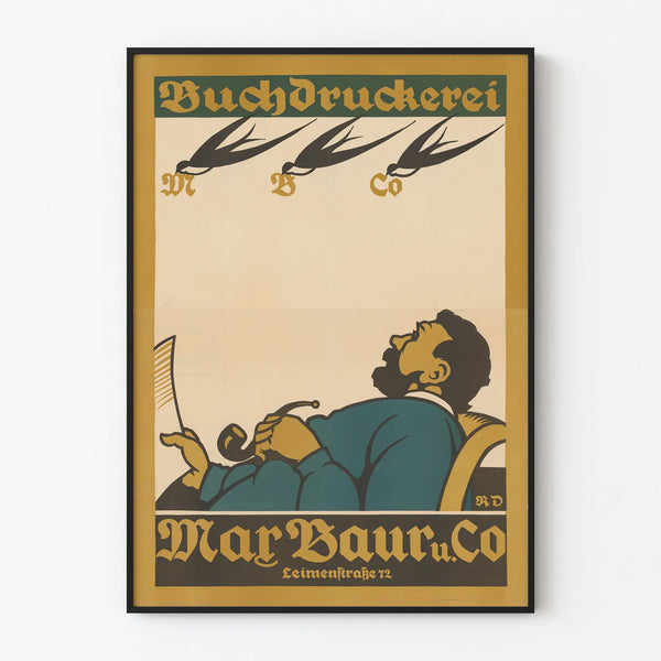 Vintage poster Buchdruckerei Max Baur u Co wall decoration