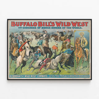 Buffalo Bill's Wild West Poster and the Rough Riders Congress — framed artwork on a wall