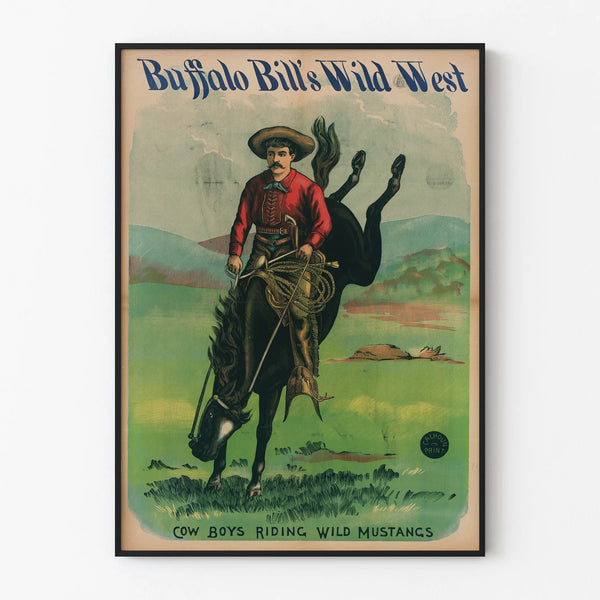 Vintage Poster of Buffalo Bill's Wild West - Cowboys on Horseback