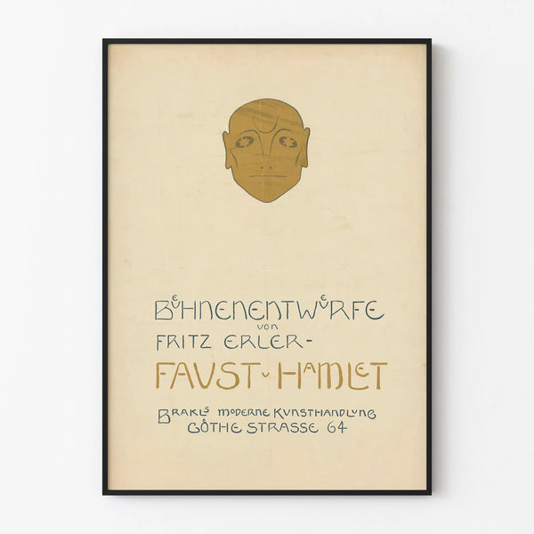 Minimalist design poster of stage designs for Faust and Hamlet