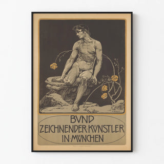 Vintage Artistic Poster Bund Drawing Artist Munich