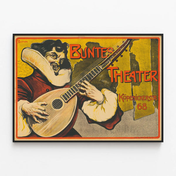 Vintage poster Buntes Theater Köpenickerstrase 68 — framed artwork on a wall