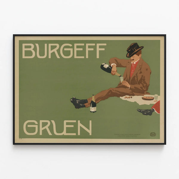 Vintage Burggeff Gruen Poster for Wall Decoration — framed artwork on a wall