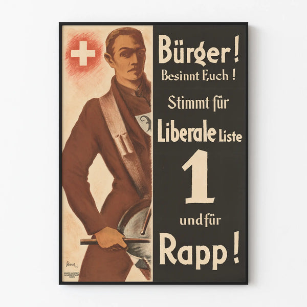 Vintage Swiss Liberal Election Campaign Poster