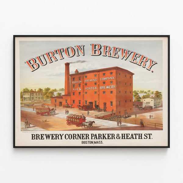 Vintage Burton Brewery Poster - Industrial Wall Decoration — framed artwork on a wall