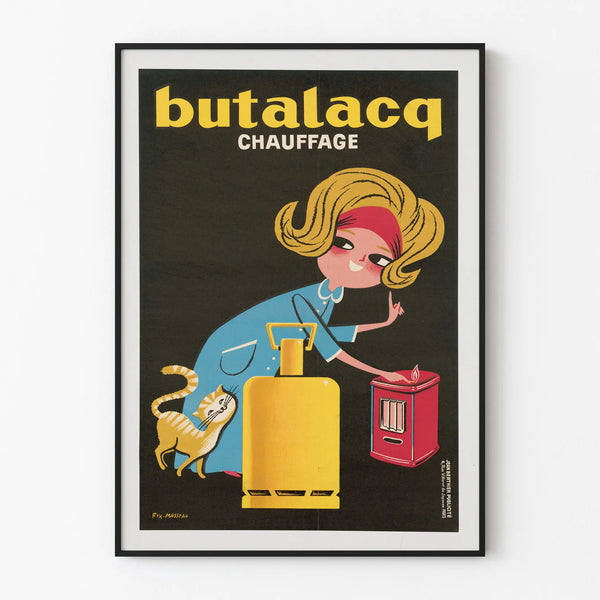 Vintage poster Butalacq Heating - Retro wall decoration