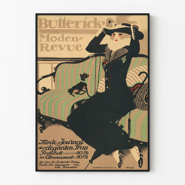 Vintage Butterick's Moden Revue Poster for Elegant Wall Decoration