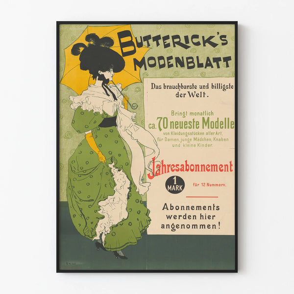 Vintage Butterick's Modenblatt Poster - Fashion and Elegance Illustration