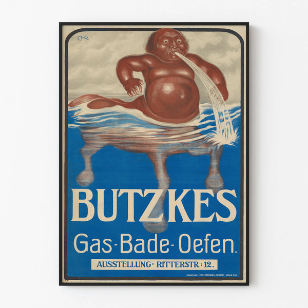 Vintage poster Butzkes Gas-Bade-Oven for wall decoration