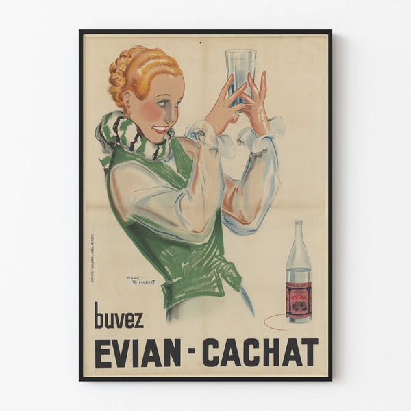 Vintage poster Drink Evian-Cachat for wall decoration