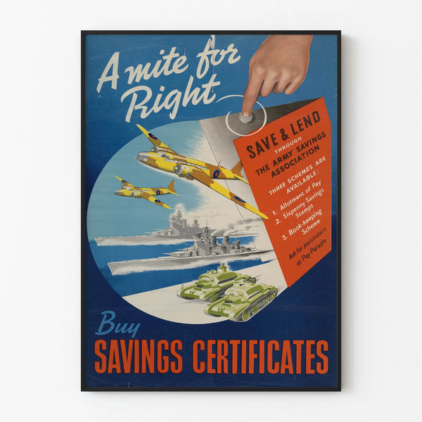Vintage Poster Savings Certificates - Wall Decoration War and Economy