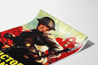 Vintage poster calling for the purchase of Victory Bonds with Canadian soldier