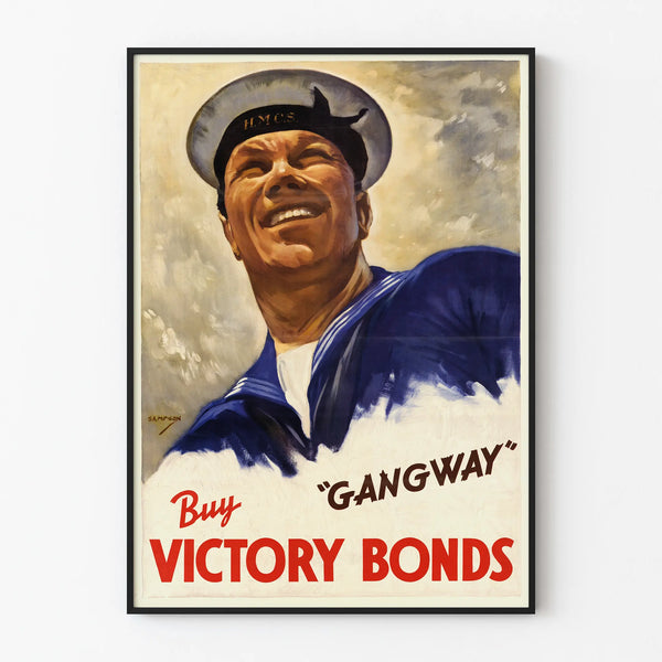 Vintage Marine Poster Buy Victory Bonds - Patriotic Wall Decoration