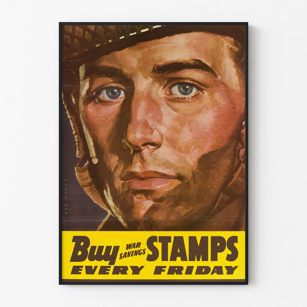 Vintage military poster for savings stamp purchase during war
