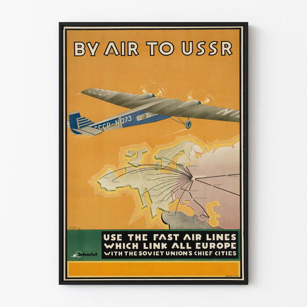 Vintage Airplane Poster London-Moscow - Wall Decoration