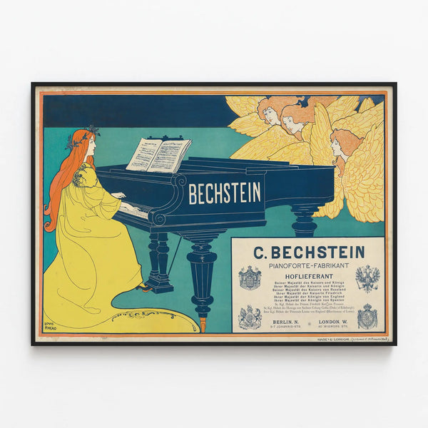 Vintage Poster of Piano C. Bechstein for Wall Decoration — framed artwork on a wall