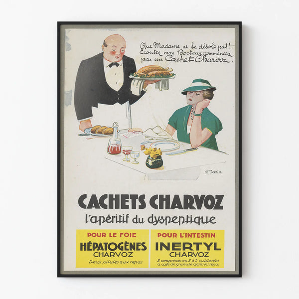 Vintage Poster Cachets Charvoz - Retro Wall Decoration for Digestive Health