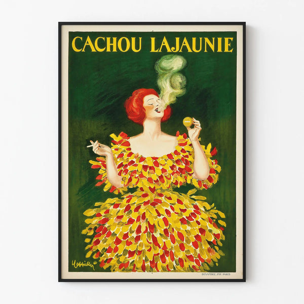 Vintage poster Cachou Lajaunie woman smoking Art Deco